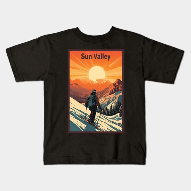 Sun Valley, USA, Travel poster Kids T-Shirt by BokeeLee